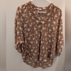Lush Brown Floral Blouse